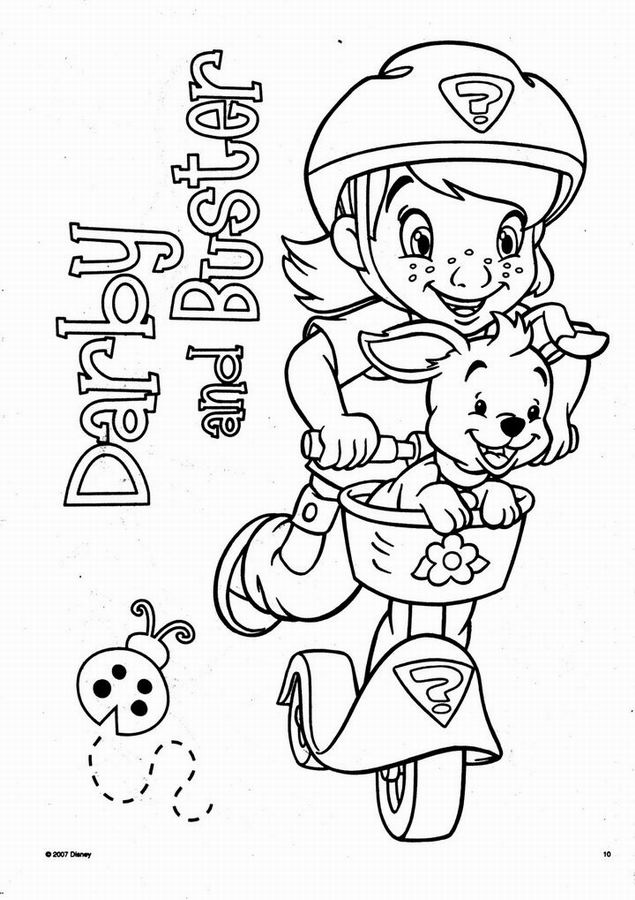 coloriage darby et buster sur la trotinette